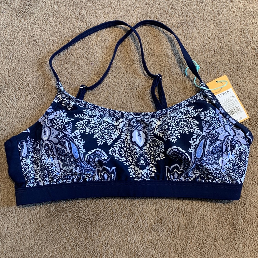 Brand New!!  Navy Blue Paisley bikini top